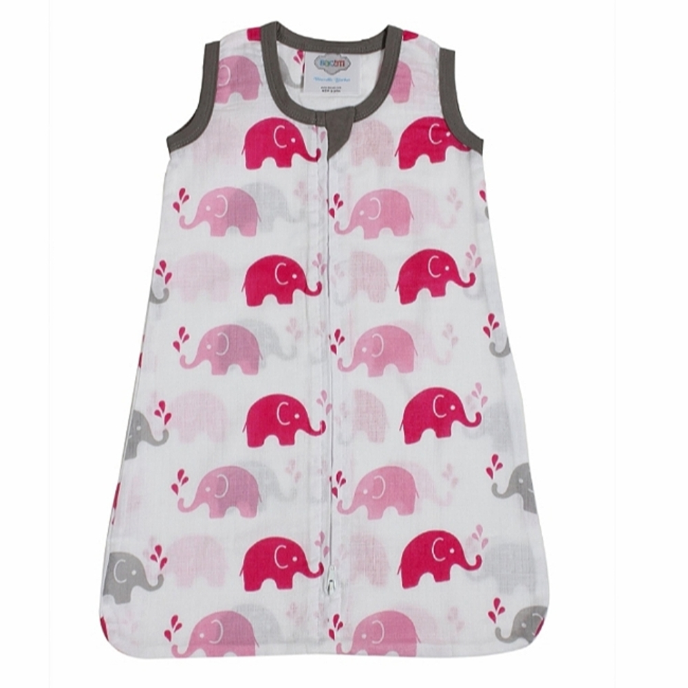 NWT BACATI Newborn Pink Elephant Print Muslin Cotton Sleep Sack swaddle